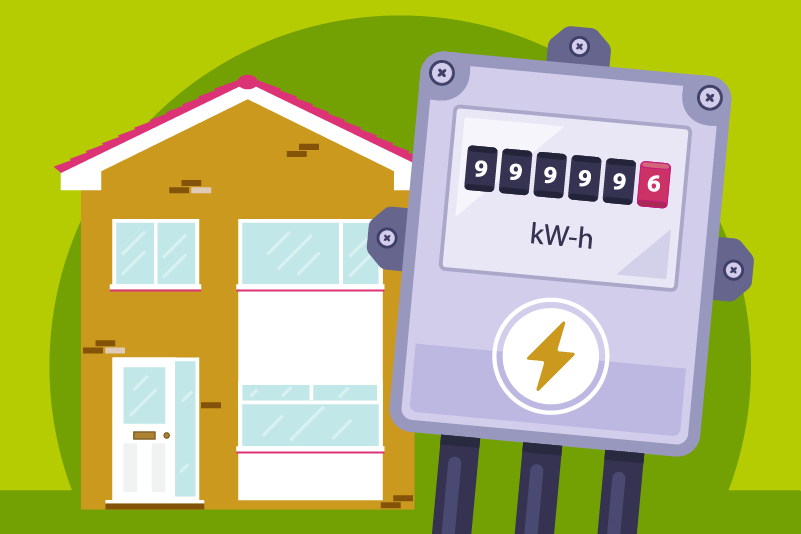 Illustration of a house and an electric meter